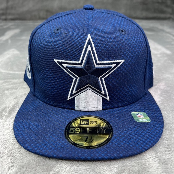 New Era Dallas Cowboys NFL Sideline Navy Blue Star Logo 59Fifty Fitted Hat 7 1/2 - Picture 2 of 8